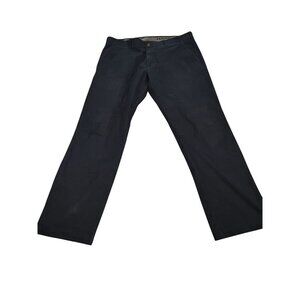 Haggar In Motion Mens Navy Blue Flat Front Casual Pants 38x32 Cotton Blend